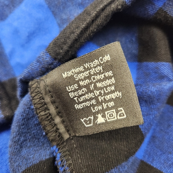 Work 'n Sport Heavy Flannel Rugged Button Down Blue and Black Buffalo Check XL - Picture 6 of 7